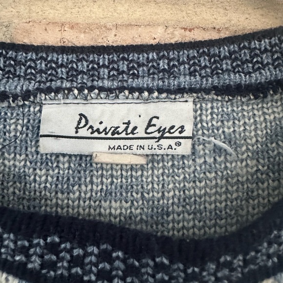 Women’s private eyes vintage blue brown sweater - Picture 2 of 7